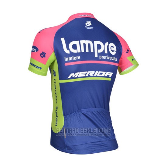 2014 Fahrradbekleidung Lampre Merida Rosa und Blau Trikot Kurzarm und Tragerhose - zum Schließen ins Bild klicken